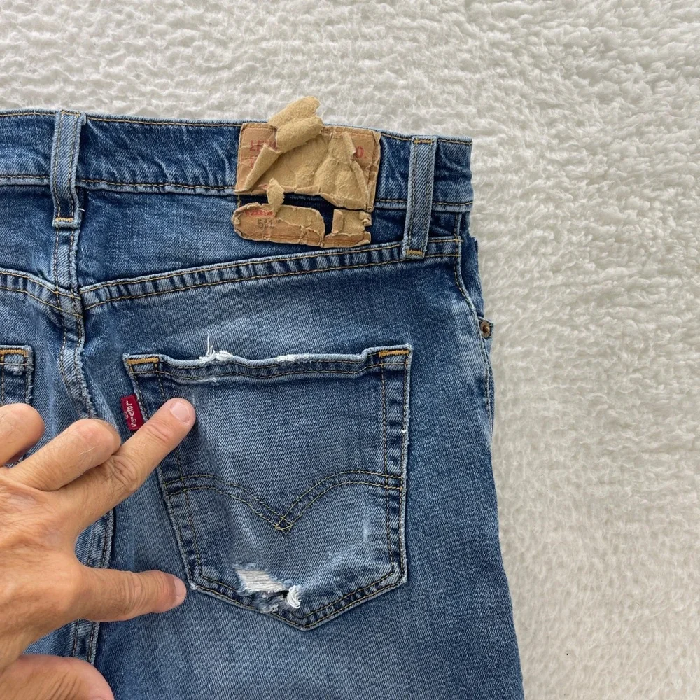 Levis 511 Jeans Mens 34x32 Blue Slim Fit Denim Distressed Grunge Skater Preppy